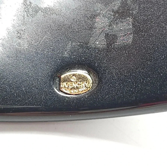 Givenchy Black Lucite Geometric Matte Pattern Bangle Bracelet Vintage - Picture 5 of 7